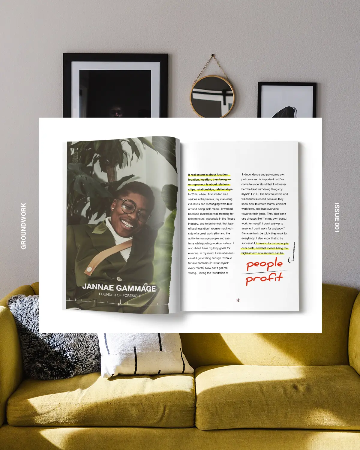 Groundwork Magazine Issue 001 spread featuring Jannae Gammage